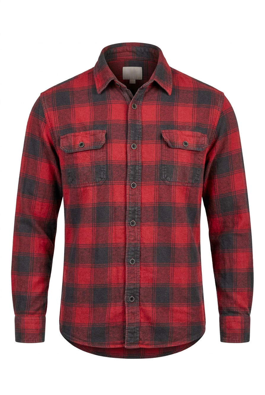 JACHS Medium (M) Red/black buffalo Cotton Plaid Flannel Shirt